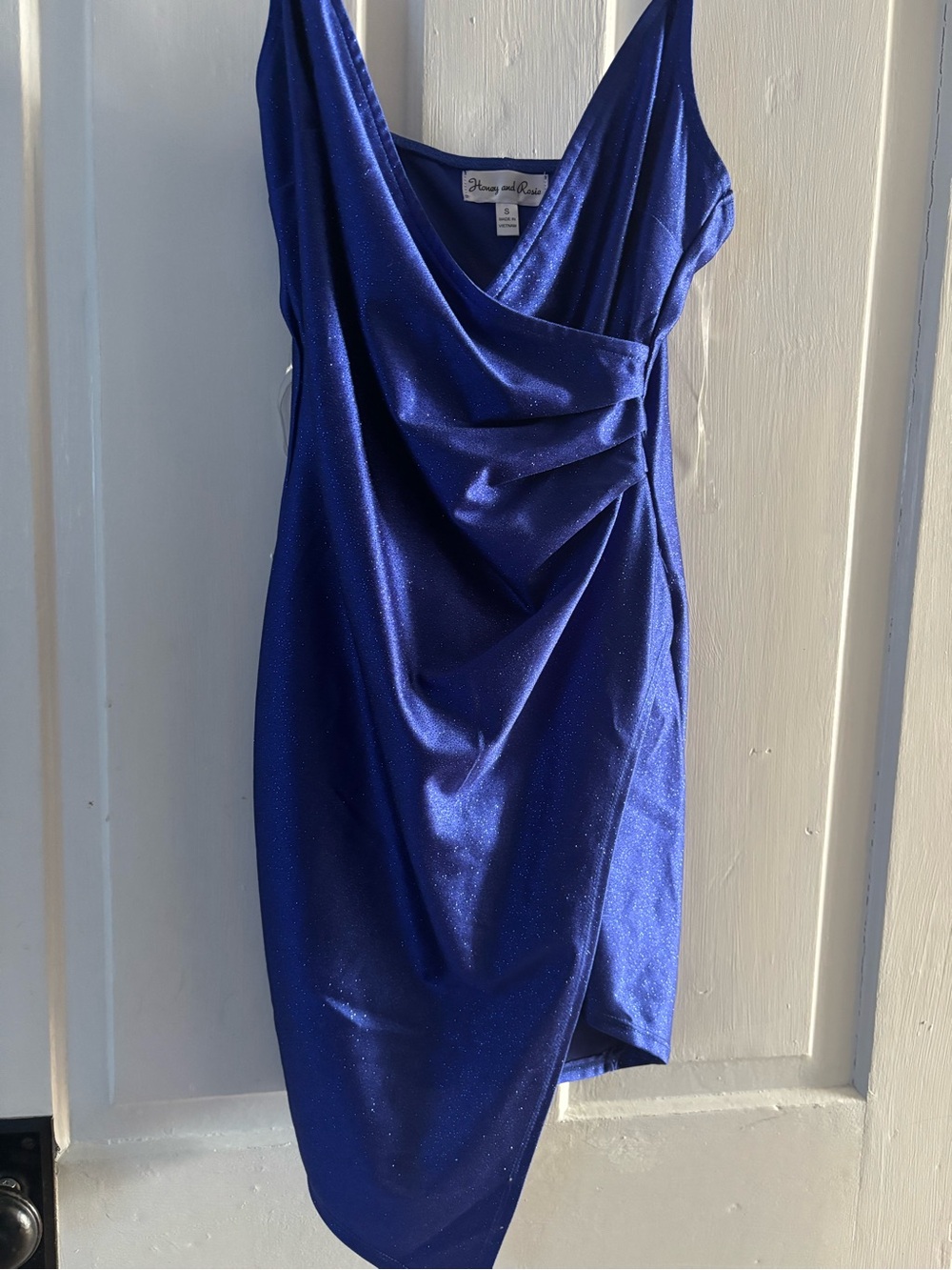 Honey and Rosie Sapphire One-Shoulder Draped Cocktail Dress